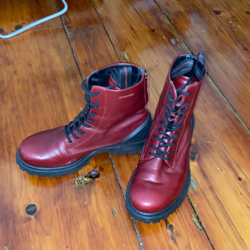 Cherry red combat boots